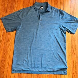 Footjoy Polo Shirt Mens Medium Performance Golf Blue Heathered